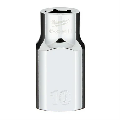 Milwaukee Electric Tools 45-34-9111 Milwaukee Tool 1/2" Drive10mm Metric 6-point Socket With Four Flat Sides, Vanadium Steel, Chrome