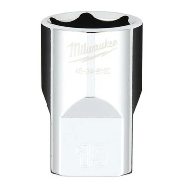 Milwaukee Electric Tools 45-34-9120 Milwaukee Tool 1/2" Drive 19mm Metric 6-point Socket With Four Flat Sides, Vanadium Steel, Chrome