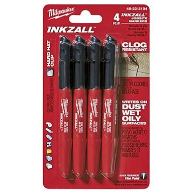 Milwaukee Electric Tools 48-22-3104 Milwaukee 4-pack Inkzall Black Fine Point Non-toxic Marker