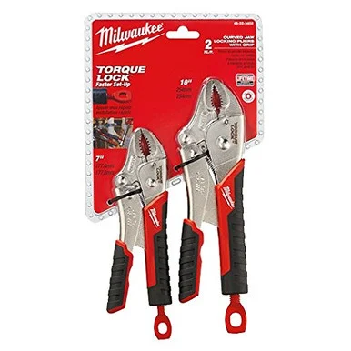 Milwaukee Electric Tools 48-22-3402 Milwaukee 2-piece Torque Lock Curved Jaw Locking Pliers W/ Durable Grip Set