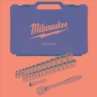 Milwaukee Electric Tools 48-22-9088 29pc 3/8" Drive Metric & Sae Ratchet And Socket Set With Four Flat Sides