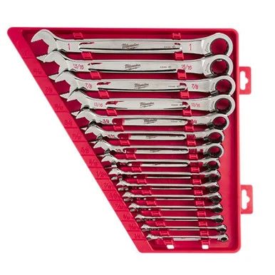 Milwaukee Electric Tools 48-22-9416 Milwaukee 15-piece Ratcheting Combination Wrench Set Sae W/ Max Bite Open-end Grip