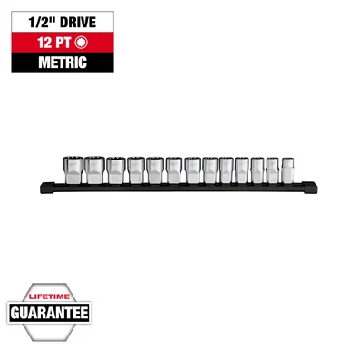 Milwaukee Electric Tools 48-22-9522 Milwaukee Tool 13pc 1/2 Inch Drive 12-point Metric Socket Set