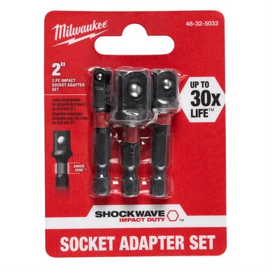 Milwaukee Electric Tools 48-32-5033 Milwaukee Tool Shockwave Impact Hex Shank Socket Adapter Set- 3 Piece