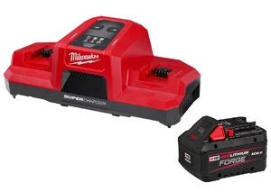 Milwaukee Electric Tools 48-59-1881SC Milwaukee Tool M18 Dual Bay Simultaneous Super Charger Starter Kit With M18 18v Lithium-ion Redlithium Forge Xc 8.0 Ah Battery Pack