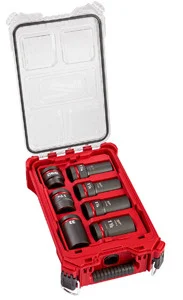 Milwaukee Electric Tools 49-66-7840 Milwaukee Tool Shockwave Impact Duty 1” Drive 7pc Mm & Sae Wheel Service Socket Packout Set