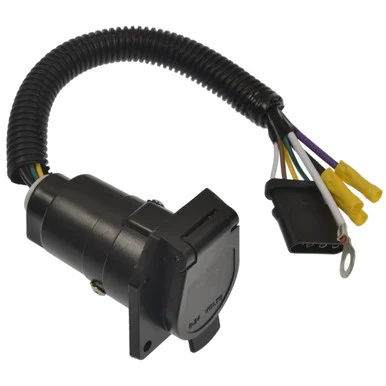 Pollak 4WF600V 4-Way Flat to 7-Blade RV Adapter with Leads