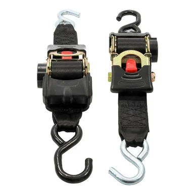 Camco 50031 Retractable Tie Down Straps - 2" Width 6' Dual Hooks