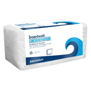 Boardwalk 500NAPPK 1/4-fold Lunch Napkins, 1-ply, 12" X 12", White, 500/pack