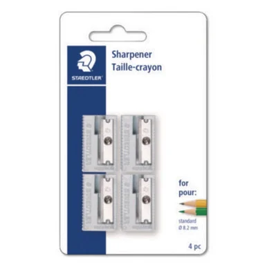 Staedtler 510581BKA6 Handheld Manual Pencil Sharpener, 2.95 X 4.72 X 0.79, Gray/silver, 4/pack