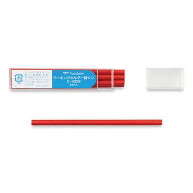 Tombow 51541 Mechanical Wax-based Marking Pencil Refills, 4.4 Mm, Red, 10/box
