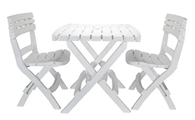Camco 51640 Outdoor Folding Table and Chair Set White 3 Piece 51640_68