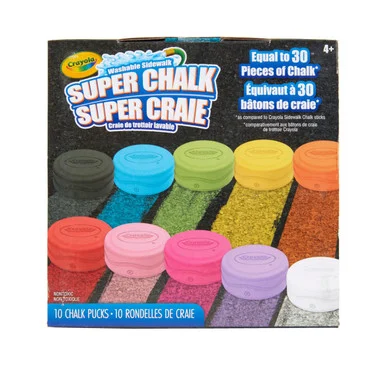 Crayola 518303 Super Chalk, 1" X 2.8" Diameter, 10 Assorted Colors, 10 Pucks/box