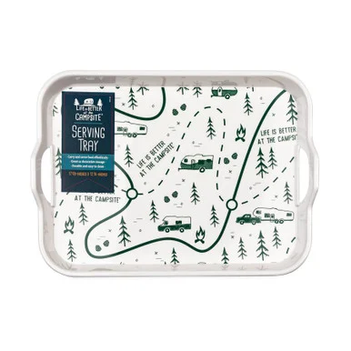 Camco Life is Better at the Campsite Melamine RV Serving Tray- Map Design | Allows You to Easily Carry and Serve Food | Perfect for Kitchen Prep- Storage- RVing- Indoor and Outdoor Use (53488)