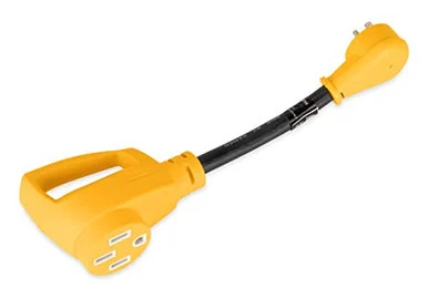 Camco RV Dogbone Electrical Adapter with Innovative 180 Degree Bend Design and PowerGrip Handle - 15 Amp Male to 50 Amp Female- 12 (55168) 55168_68