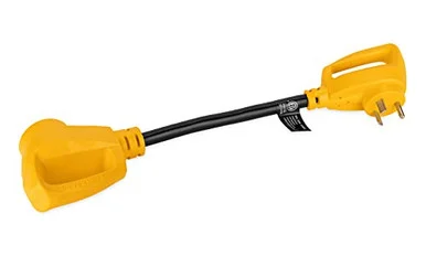 Camco RV Dogbone Electrical Adapter With Easy PowerGrip Handle- 30 Amp Male to 50 Amp Female- 18 (3750W/125V) (55185)