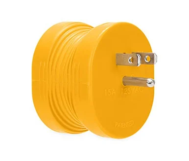 Camco Heavy Duty RV Auto PowerGrip Adapter- Contoured Shape For Easy Grip and Removal- 15M/30F (15M- 30 Amp- 125 V- 1875 W) (55223)