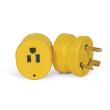 Camco RV 30AM/15AF Power Grip Electrical Adapter | For Easy Connection of Standard 30-Amp Power Pedestals to Fit a Standard Residential Plug | Allows for Easy Outlet Removal (55233)