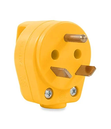 Camco Heavy Duty 30 AMP Mini PowerGrip Handle Male Plug Replacement- Makes Unplugging Easier (55283)