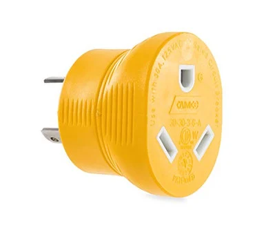 Camco Heavy Duty PowerGrip 30 Amp 3 Prong Generator Adapter for RVs and Autos - Contoured Shape For Easy Grip and Removal | 125 Volts & 3750 Watts -(55333) 55333_68