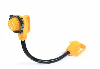 Camco 55522 18 30 AMP Standard Male / 30 AMP 90 Degree Locking Female PowerGrip Adapter