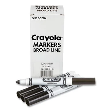 Crayola 587700051 Bulk Broad Line Marker, Broad Bullet Tip, Black, 12/box