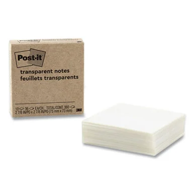 3m 600TRSPT10PK Transparent Notes, Unruled, 3" X 3", Transparent, 36 Sheets/pad, 10 Pads/pack