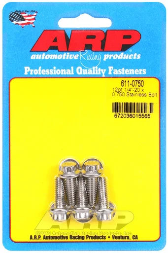 ARP 6110750 1/4-20 x 0.75" Stainless Steel 12 Point Bolts 5 Pack