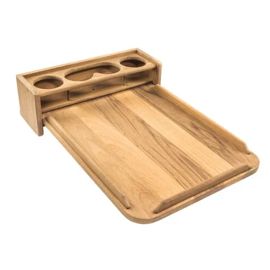 Whitecap 61394 Teak Drinkholder W/removable Cockpit Table Top - Holds 4 Glasses