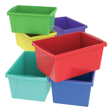 Storex 61515U06C Storage Bins, 5.5 Gal, 10.63 X 15.63 X 8, Randomly Assorted Colors
