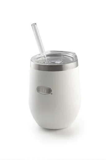 GSI Sports 63359 Glacier Stainless Tumbler 12 oz White With Straw