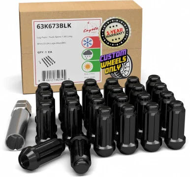 Revolution 63K673BLK Spline Bulge Acorn Lug Nuts M14x2.0 - 24 Pack - Black