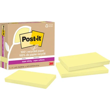 Post-it® Recycled Super Sticky Notes (655r12sscy)