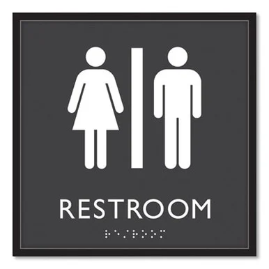 U.S. Stamp & Sign 66910 Ada Sign, Unisex Restroom, Plastic, 8 X 8, Clear/white