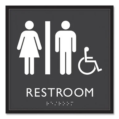 U.S. Stamp & Sign 66911 Ada Sign, Unisex Accessible Restroom, Plastic, 8 X 8, Clear/white