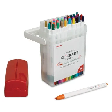 Zebra Pen 69836 Clickart Porous Point Pen, Retractable, Fine 0.6 Mm, Assorted Ink, White Barrel, 36/pack