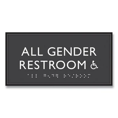 U.S. Stamp & Sign 69921 Ada Sign, All Gender Restroom Accessible, Plastic, 4 X 4, Clear/white