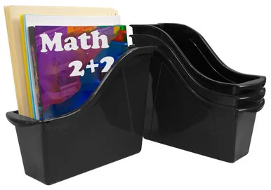 Storex 70123E06C Small Book Bin, 1.5 Gal, 4.5" X 11.75" X 8.5", Black, 6/pack
