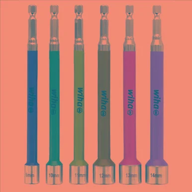 Wiha Tools 70487 Wiha 6 Piece Metric Color Coded Impact Nut Setters
