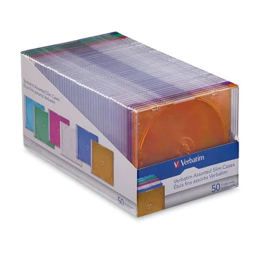 Verbatim 71128 Slim Cases For Cd, Dvd And Blu-ray, Assorted Colors, 50/pack