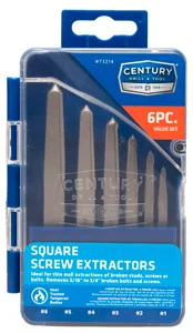 Century Drill & Tool 73214 6 Piece Square Flute Screw Extractor Set