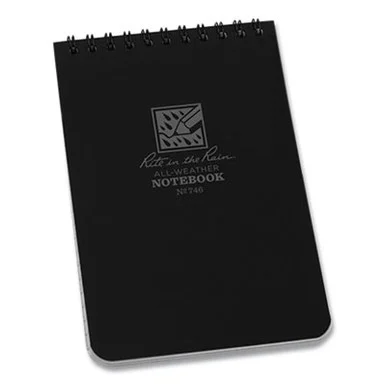Jl Darling Corporation 746 All-weather Wire-o Notepad, Universal: Narrow Rule And Quadrille Rule, Black Cover, 50 White 4 X 6 Sheets