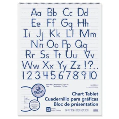 Pacon 74710CT Chart Tablets, Presentation Format (1.5" Rule), 24 X 32, White, 25 Sheets, 12/carton