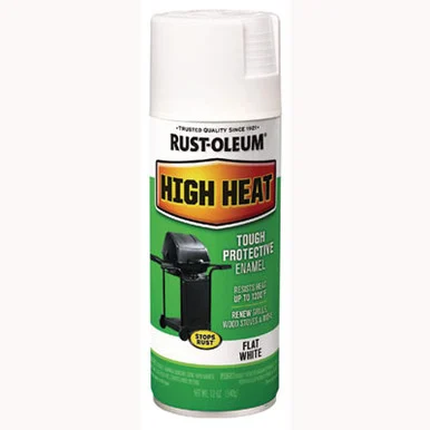 Rustoleum 7751830 High Heat Enamel Spray Paint, Flat White, 12 Oz Aerosol Can, 6/carton