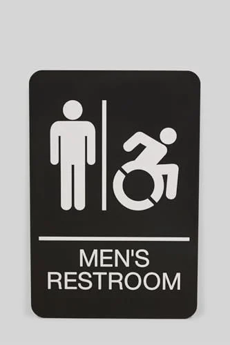 U.S. Stamp & Sign 7775 Ada Sign, Men's Restroom, 6 X 9, Black Face, White Graphics