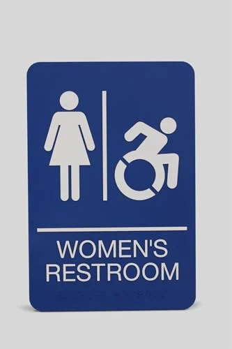 U.S. Stamp & Sign 7777 Ada Sign, Women's Restroom, 6 X 9, Blue Face, White Graphics