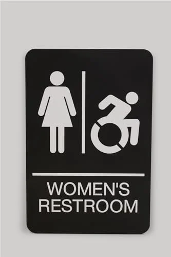 U.S. Stamp & Sign 7778 Ada Sign, Women's Restroom, 6 X 9, Black Face, White Graphics