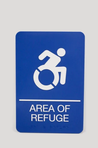 U.S. Stamp & Sign 7783 Ada Sign, Area Of Refuge, 6 X 9, Blue Face, White Graphics