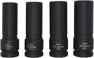 Astro Pneumatic 78204 4pc 1/2" Drive 1/2 Size Thin Wall Lug Nut Socket Set - 17.5 - 22.5mm