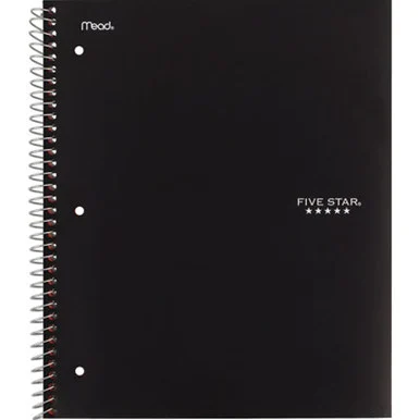 Mead 820190 Wirebound Notebook, 5-subject, Medium/college Rule, Assorted Cover Colors, (200) 11 X 8.5 Sheets, 2/pack